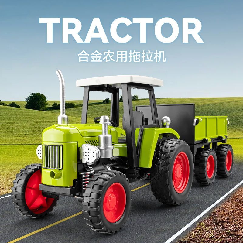 Agriculture Farming For Kids - Alloy Farm Tractor Toy with Trailer