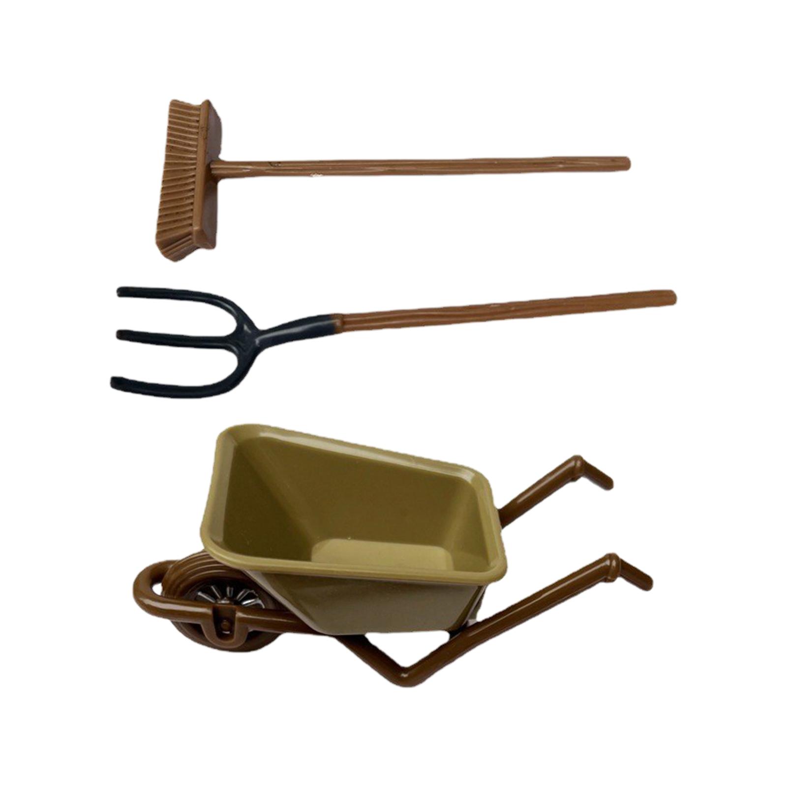 Agriculture Farming Vehicles - 3x 1:12 Dollhouse Farm Tools Assembled