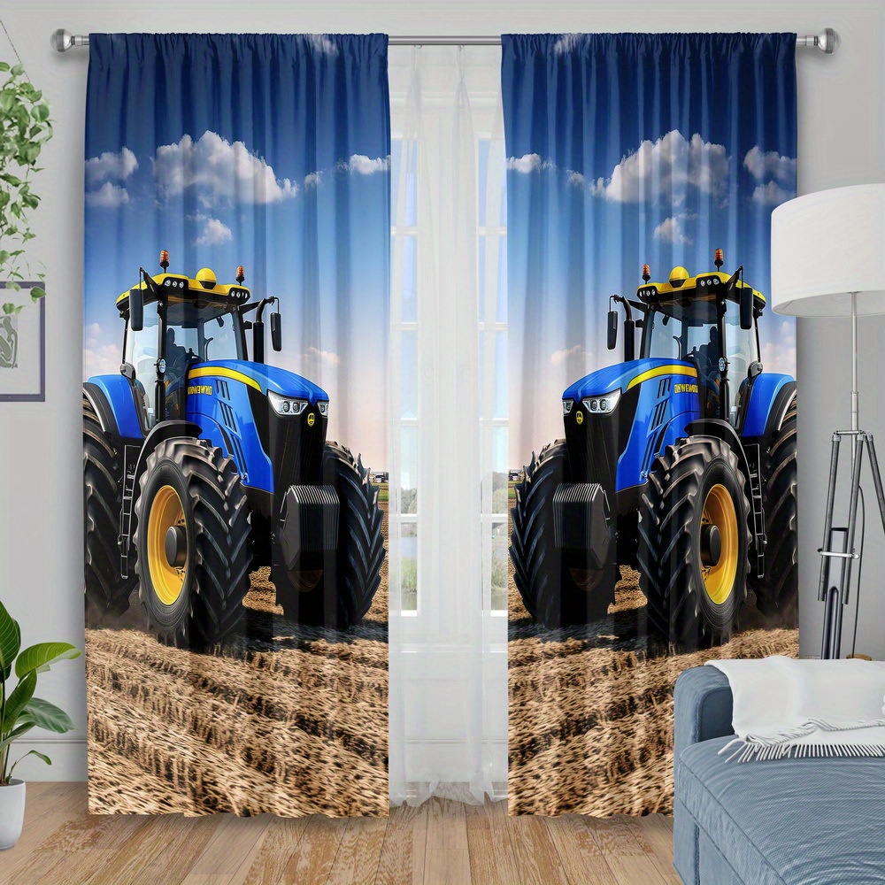 Blue Tractor Curtain, Farm Mac - Agriculture Farming For Kids recension och pris