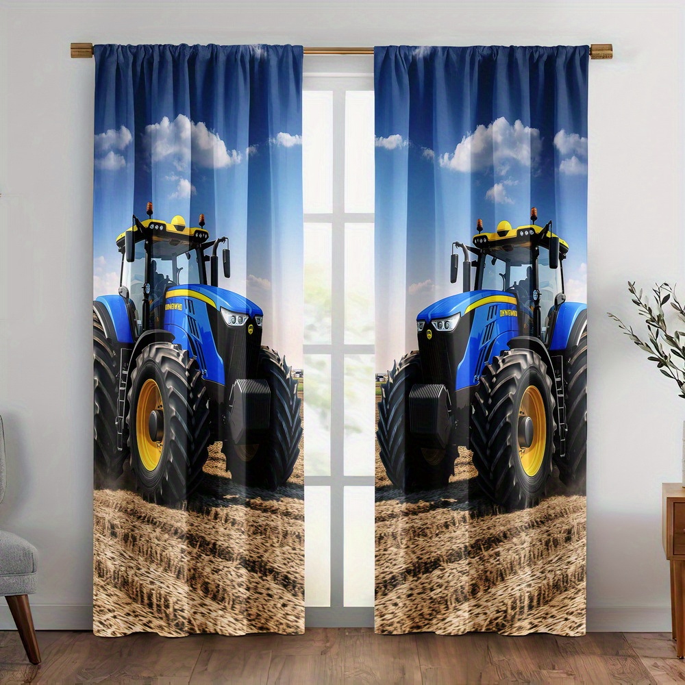 Blue Tractor Curtain, Farm Mac - Agriculture Farming For Kids recension och pris