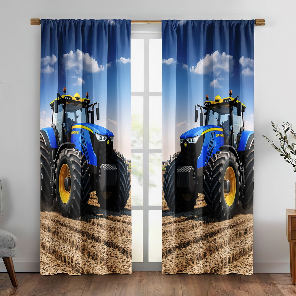 Blue Tractor Curtain, Farm Mac - Agriculture Farming For Kids recension och pris